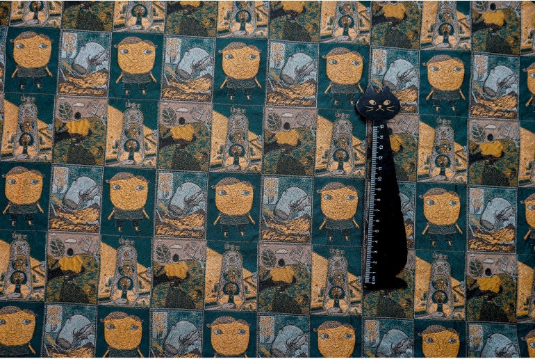 Cartoon Graffiti Jacquard Fabric: Abstract Oil Painting Style, 63"W
