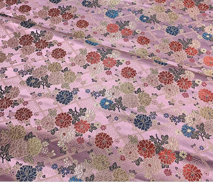 Silk Brocade Fabric: Japanese Floral Design, Upholstery & Sewing