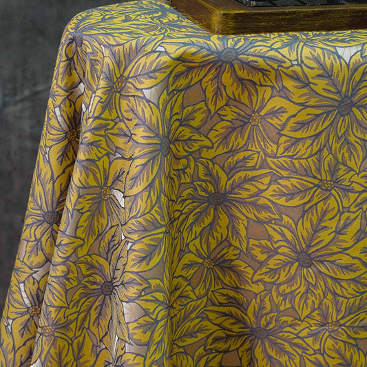 Caramel Floral Jacquard Fabric: Embossed Leaves, 60" Wide