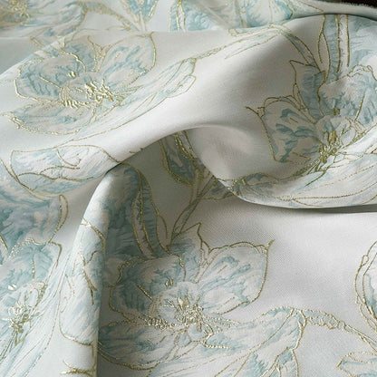 Gold Thread Floral Jacquard Fabric: 3D Oil Painting Texture, 57" Wide