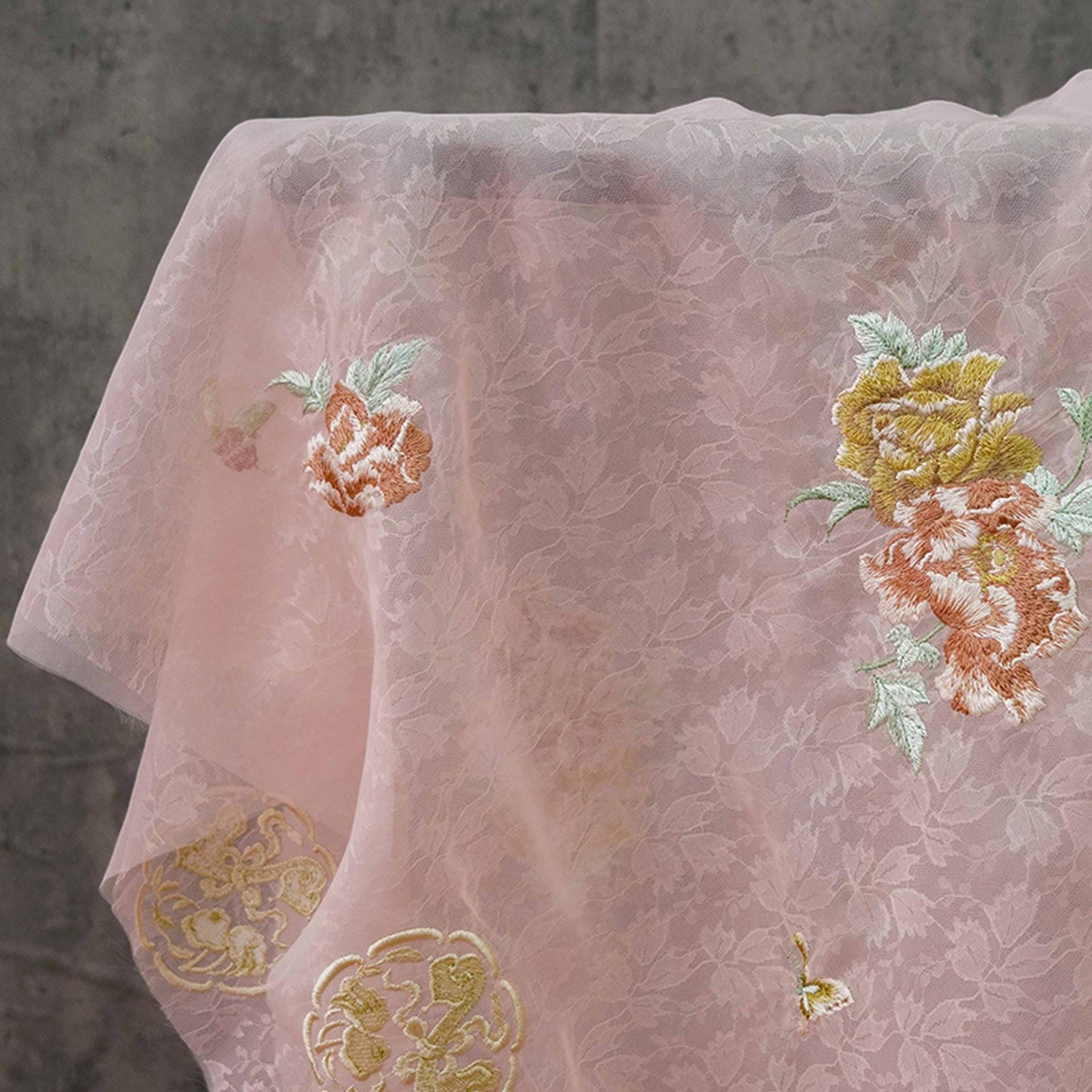 Embossed Flower Embroidery Organza Fabric: 3D Silk, Costume & Decor