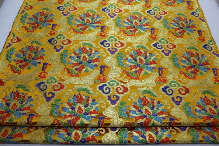 Floral Brocade Fabric: Chinese Style Jacquard Silk Rayon Blend