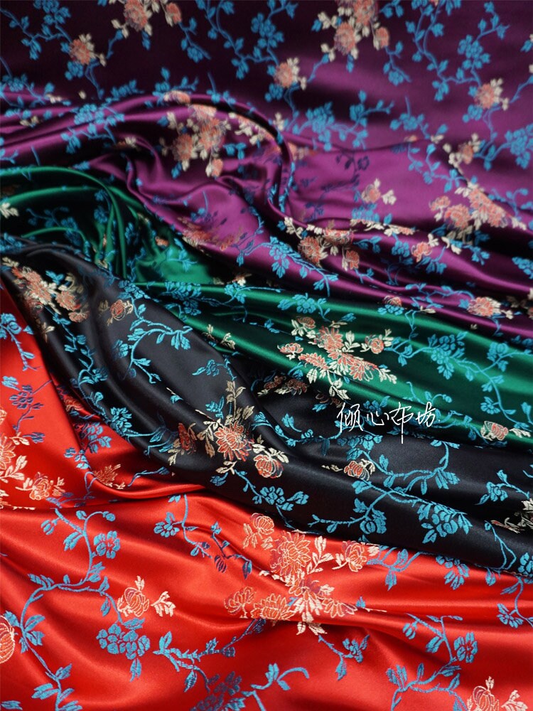 Peony Silk Brocade Fabric: 29.5"W Rayon Damask