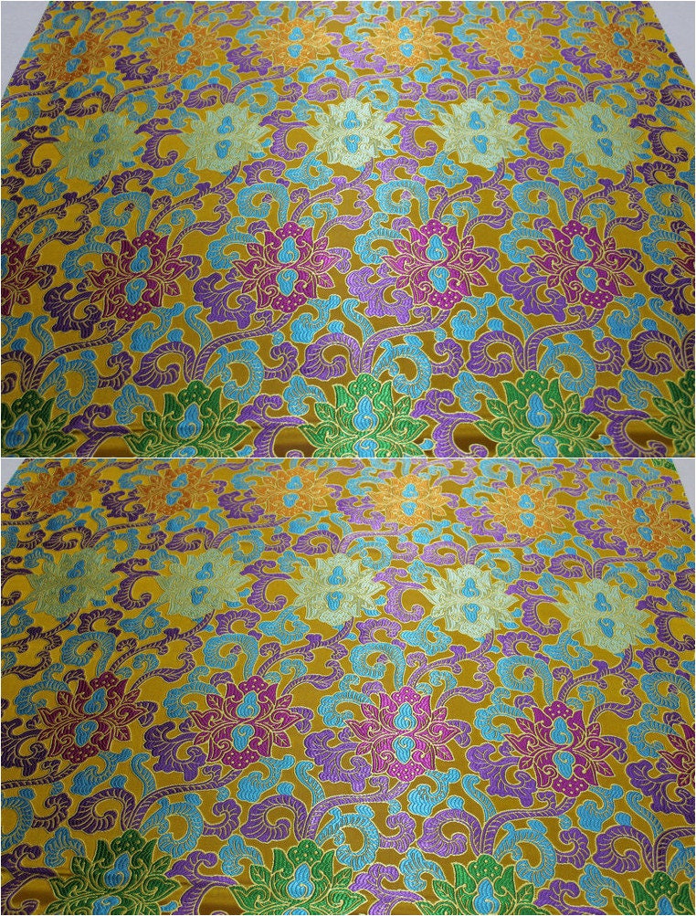Lotus Brocade Fabric: Chinese Qipao Sewing & Upholstery (29.5" Wide)