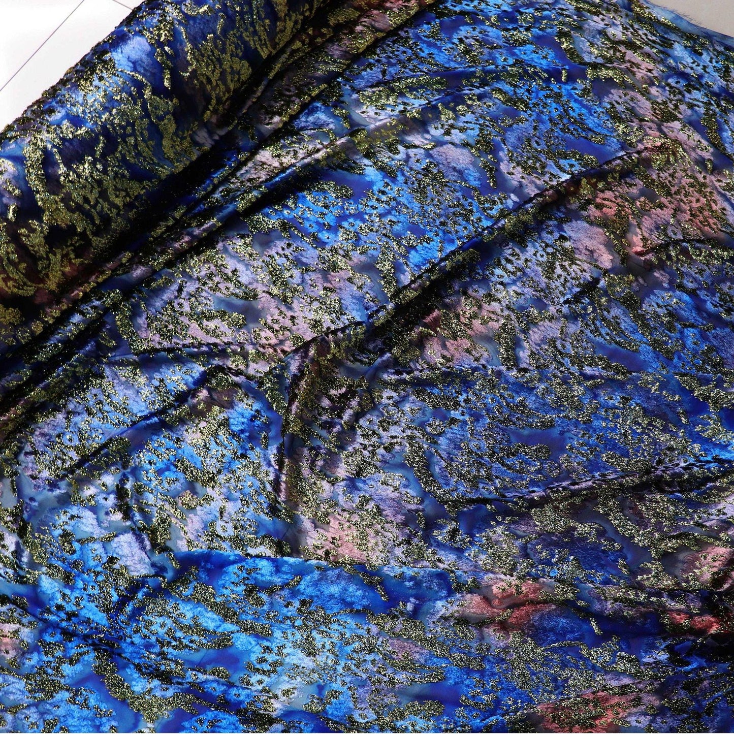 Foil Jacquard Velvet Fabric: Stretchy 55" Wide Rayon Nylon Blend
