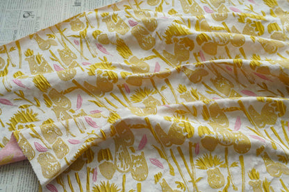Hand-Drawn Tulips Jacquard Fabric: 3D Embossed Floral, 63" Wide
