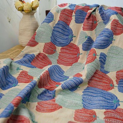 Floral Jacquard Fabric: Thick Slub Cotton Blend, 59" Wide