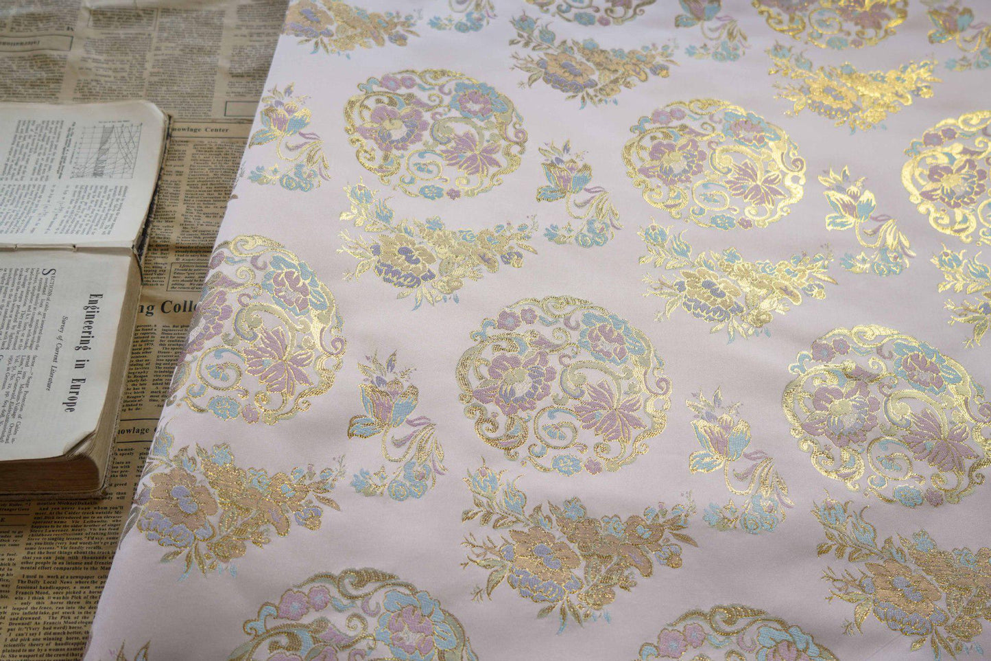 Gold Thread Brocade Fabric: 59"W Mongolian Tibetan Style