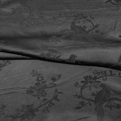 Black Brocade Fabric: Plant Silk Upholstery, Costume, Quilting (55"W)
