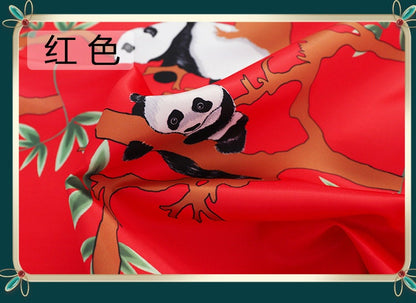 Tissu satiné imprimé panda : polyester doux, 145 cm de large