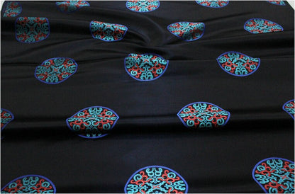 Chinese Fu Symbol Brocade Fabric, Floral Jacquard Satin