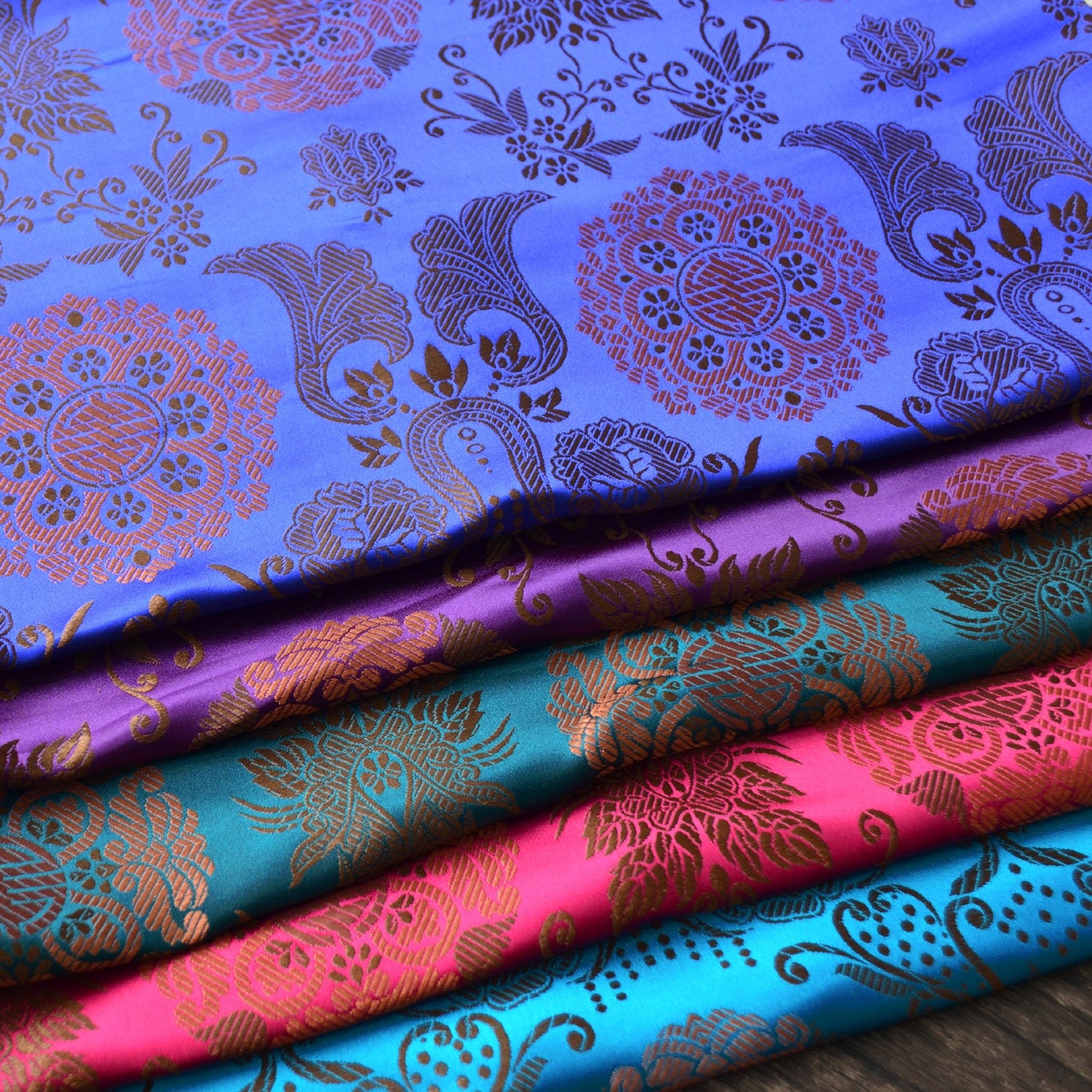 Floral Brocade Fabric: Chinese Rayon Damask, 35" Wide