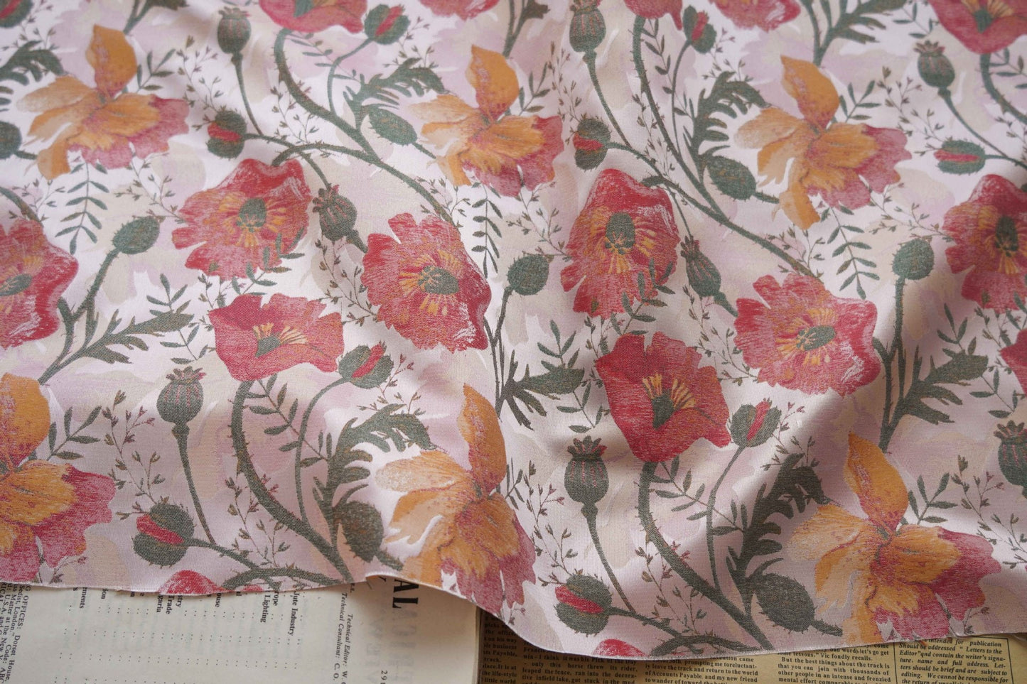 Floral Jacquard Woven Fabric: Embossed Hepburn Style, 57"W
