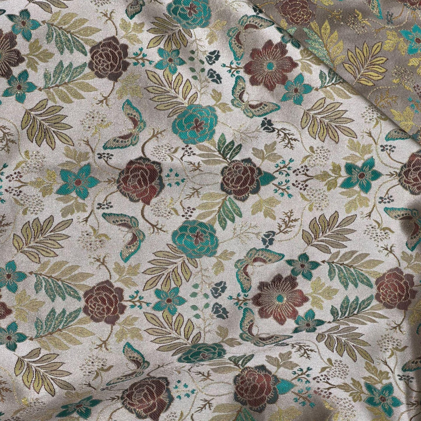 150cm Wide Butterfly Floral Song Brocade Jacquard Fabric ��� Traditional Chinese Silk-Style T