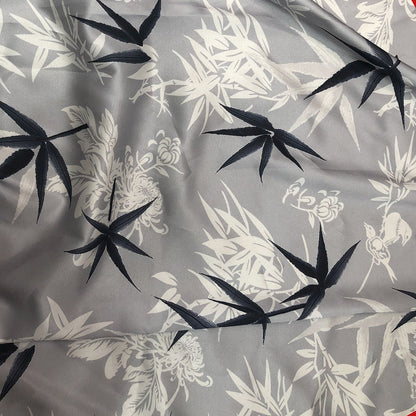Bamboo Print Satin Fabric: 59"W Polyester Blend, Dressmaking Material