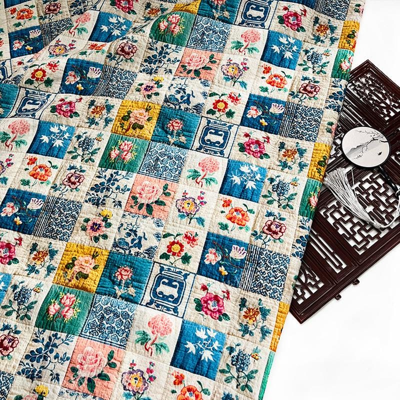 Floral Print Cotton Fabric: Quilting, Patchwork Material (55" Wide)
