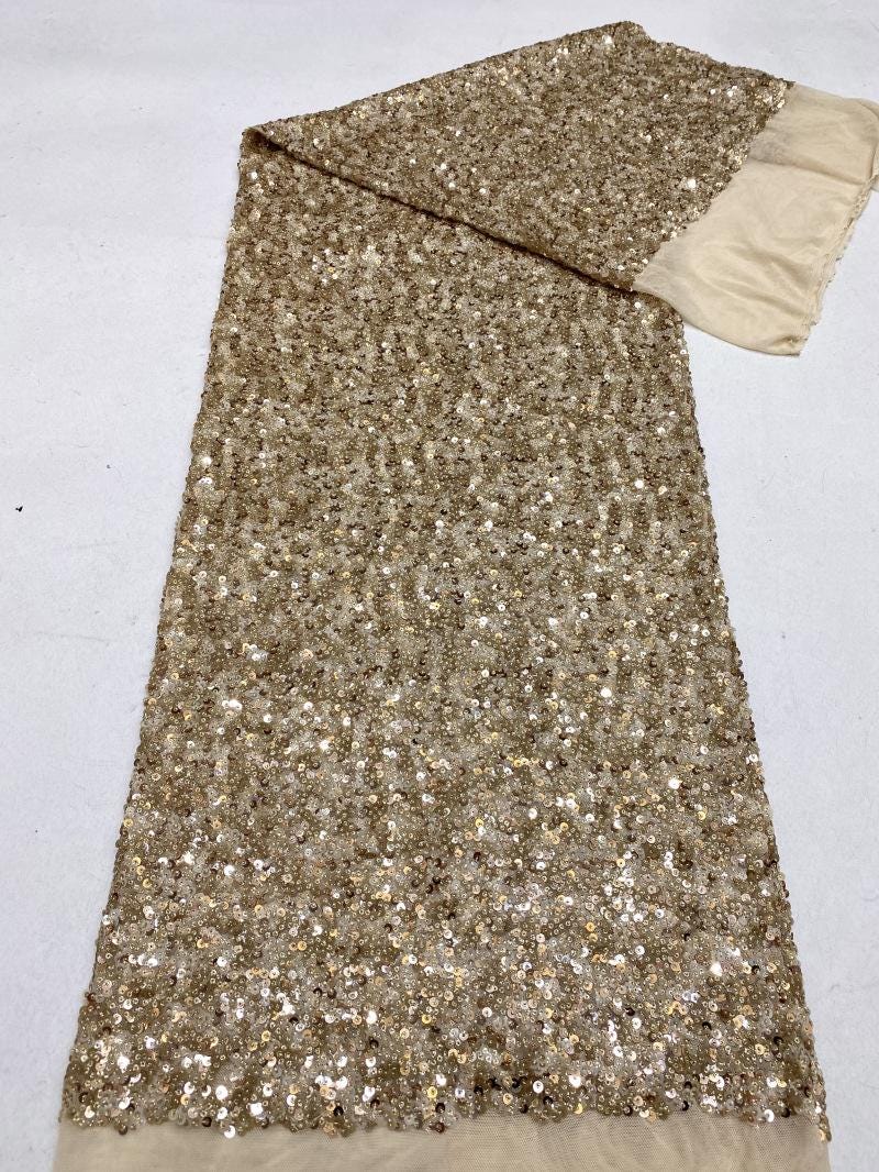 Tissu brodé à sequins, 127 cm de large, pour robe orientale