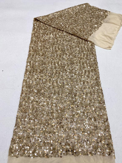 Tissu brodé à sequins, 127 cm de large, pour robe orientale