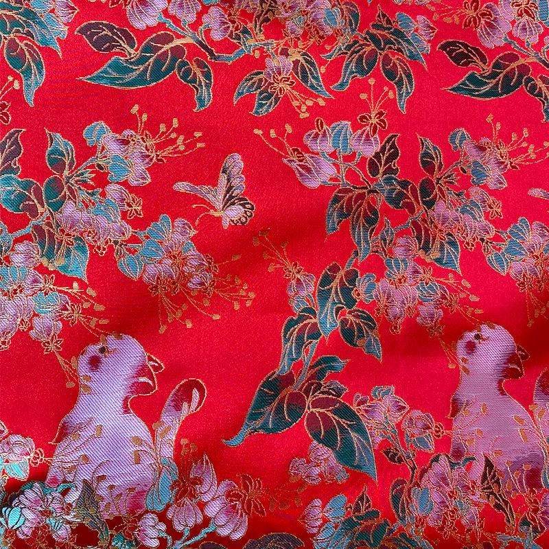 Cat Jacquard Brocade Fabric: 59"W Rayon Blend, Sewing & Upholstery