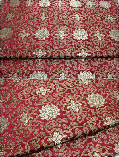 Chinese Medallion Brocade Fabric: Purple, Royal, Turquoise - 29.5" Wide