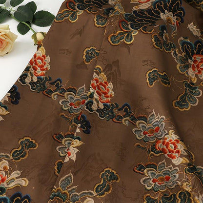 Tissu jacquard satiné : soie shantung imprimée numériquement, 150 cm de large – Ameublement, costumes, rideaux
