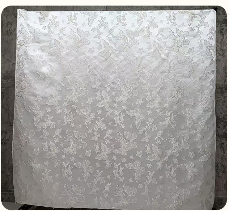 Butterfly 3D Embossed Woven Jacquard Fabric for Dressmaking & Crafts, 58"Wide