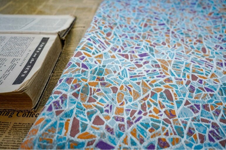 Blue Jacquard Fabric: Soft Polyester Designer Fabric, 59" Wide