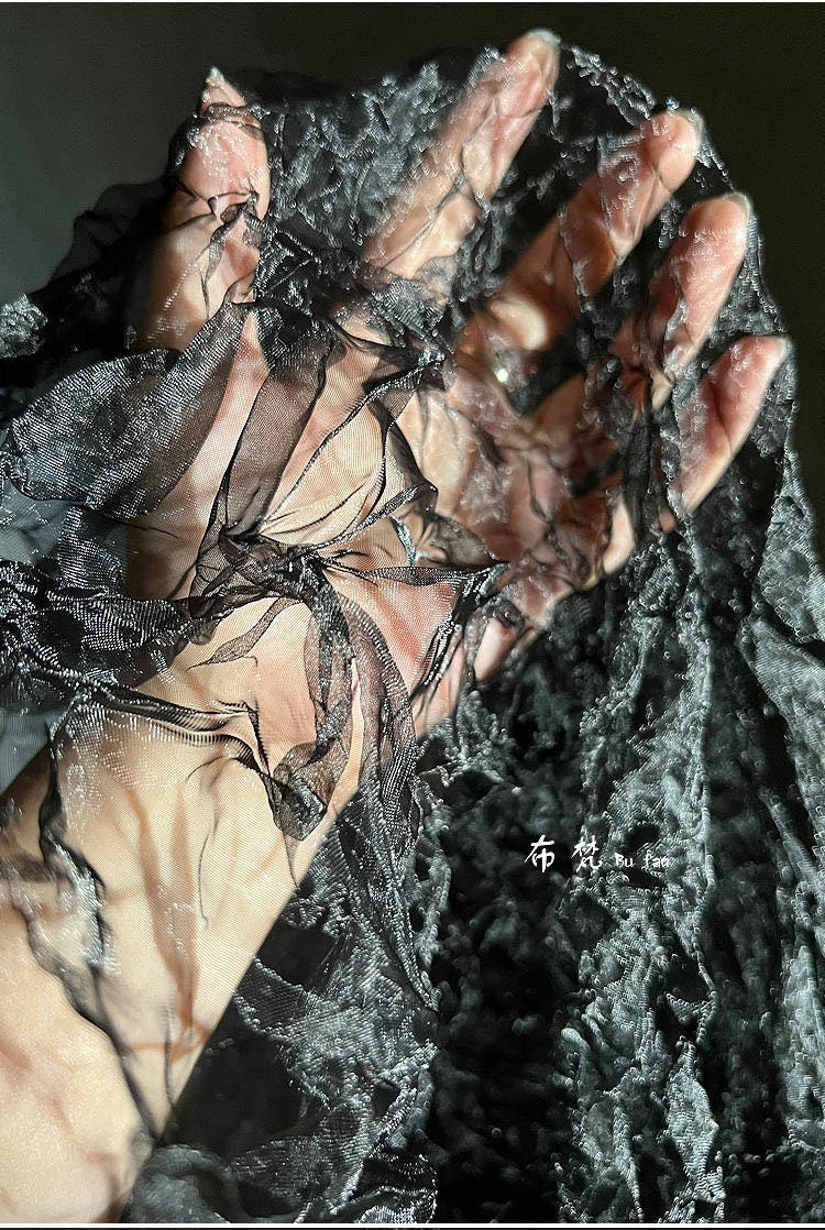 3D Texture Organza Fabric: Irregular Crystal Folds, 55"W French Style