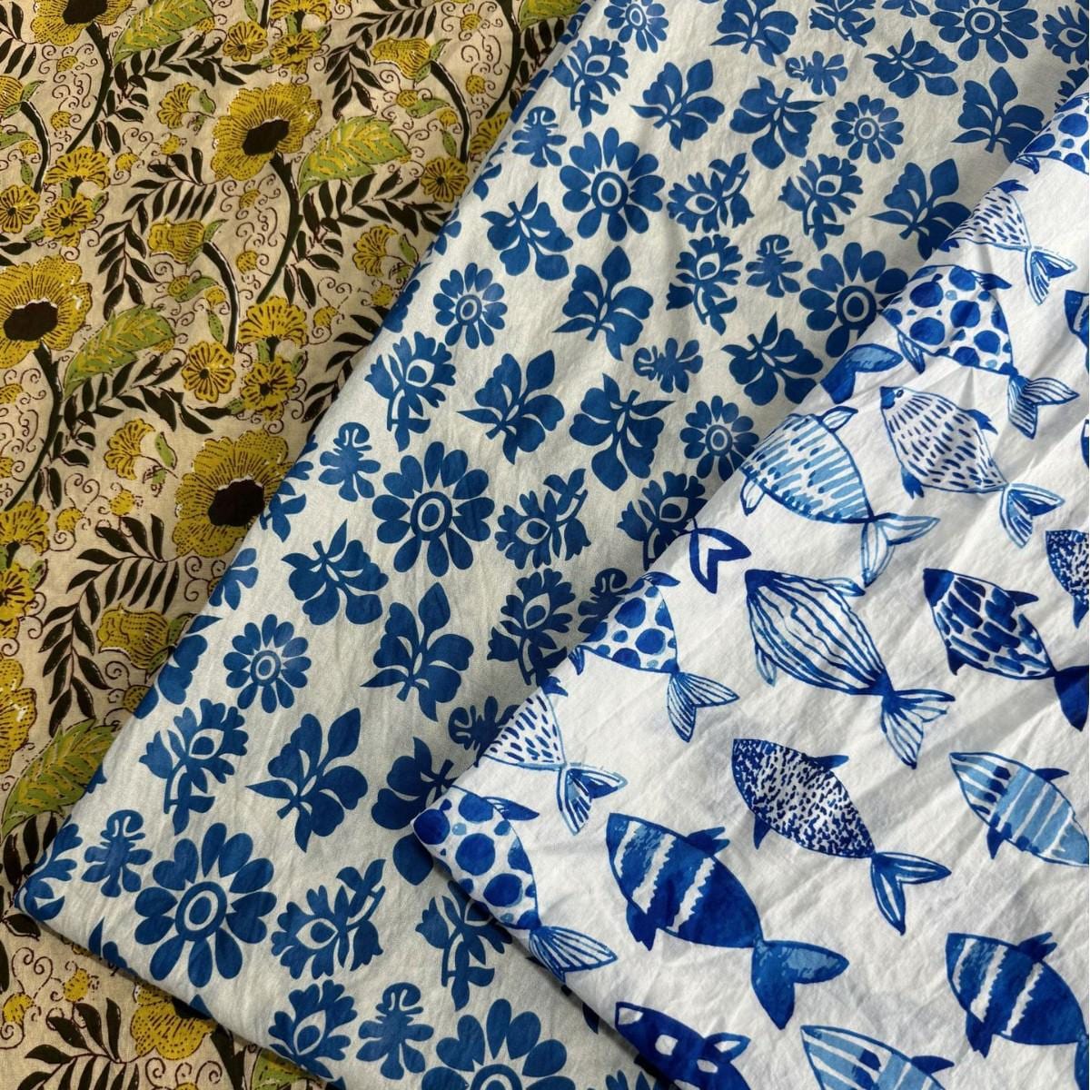 Tissu en coton imprimé au bloc : style indien estampé à la main - Couture et loisirs créatifs