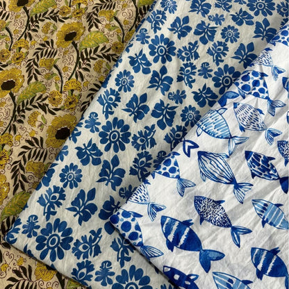Tissu en coton imprimé au bloc : style indien estampé à la main - Couture et loisirs créatifs