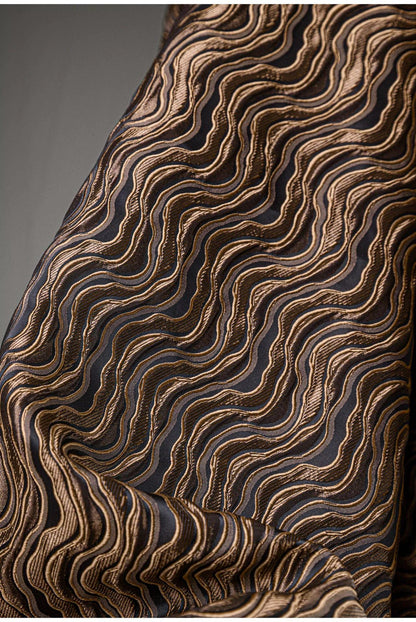 Tissu jacquard à vagues vintage - Tissu texturé 3D en relief pour la couture bohème, l'ameublement et les loisirs créatifs, 140 cm de large