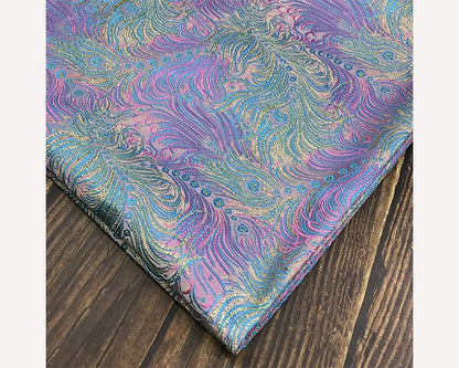 Peacock Feather Brocade Fabric: Magenta Floral Chinese Silk Rayon Blend