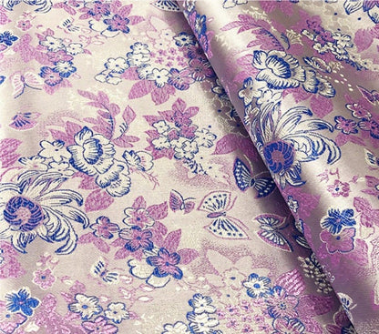 Iris Flower Silk Brocade Fabric - 35" Wide Wedding Fabric
