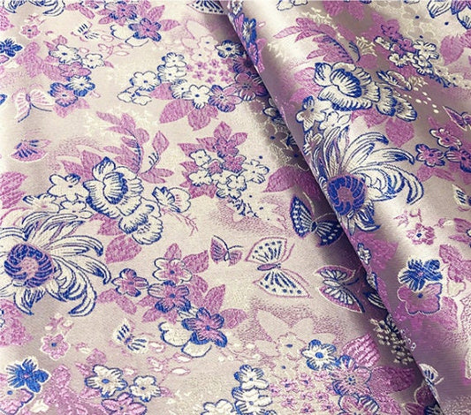 Iris Flower Silk Brocade Fabric - 35" Wide Wedding Fabric