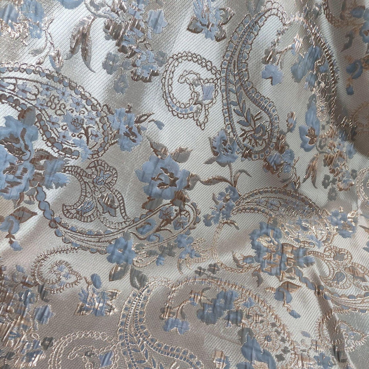 Gold Thread Jacquard Fabric: Retro Floral Upholstery, Costume, Decor