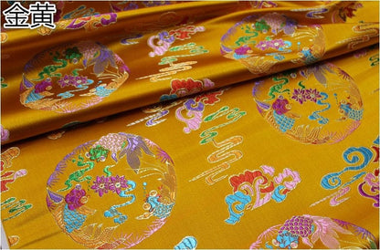 Chinese Brocade Fabric: Jacquard Silk Rayon Blend, Mongolian Gown Robe Decoration