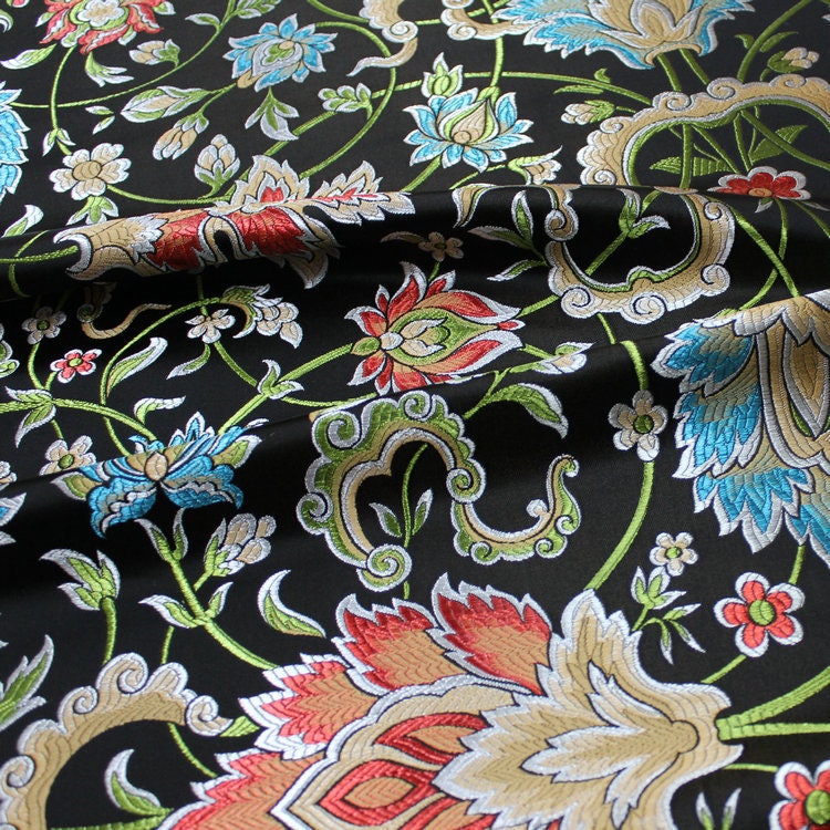 Floral Brocade Fabric: Chinese Mongolian Style, Upholstery & Sewing (29.5" Wide)