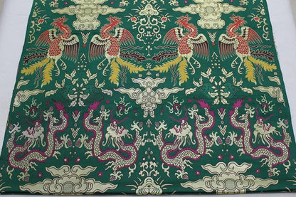 Dragon & Phoenix Brocade Fabric: Red Silk Blend, 29"W