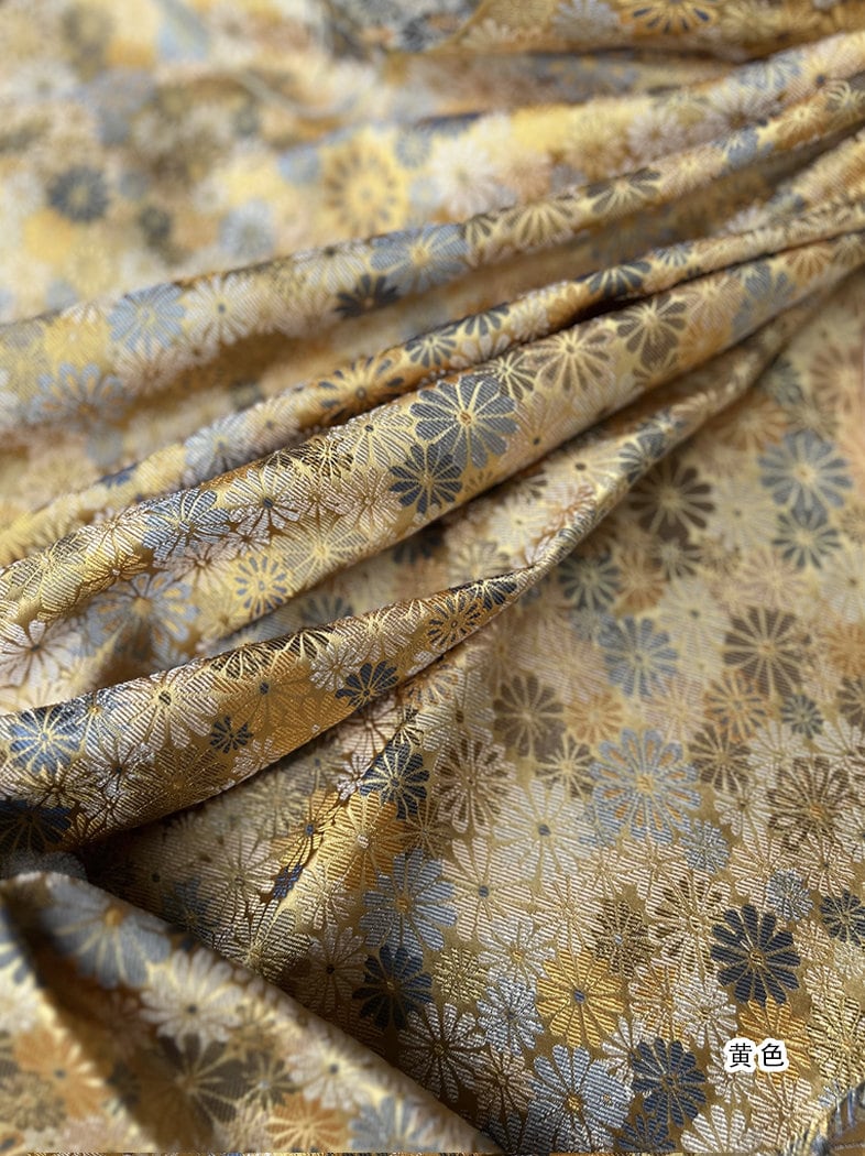Floral Silk Brocade Fabric: 59"W Rayon Blend, Cheongsam Sewing Material