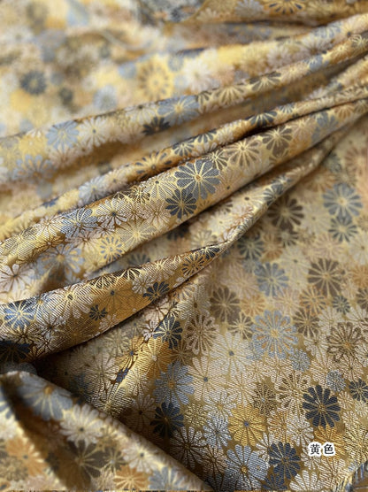 Floral Silk Brocade Fabric: 59"W Rayon Blend, Cheongsam Sewing Material