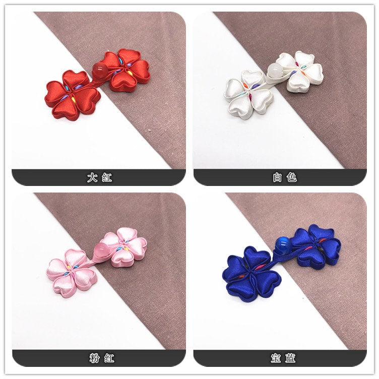 Boutons de couture en satin à motif trèfle à quatre feuilles : nœuds décoratifs pour cheongsam