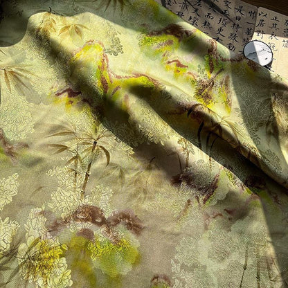 Rayon Silk Jacquard Xiangyun Fabric, Bamboo Spring Mist Handwoven Fabric for Clothing, Dressmaking, and Craf" Wide
