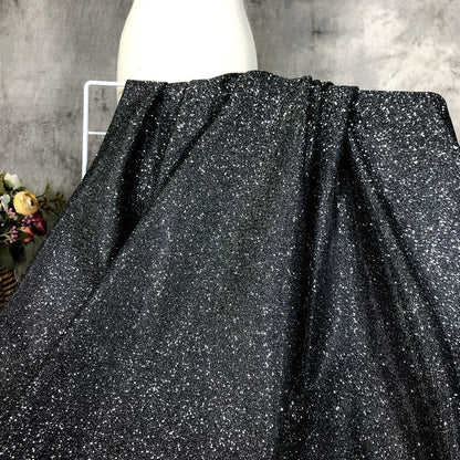 Galaxy Glitter Pleated Knitted Fabric: 57"W Crepe Designer Fabric