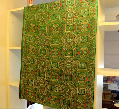 Exotic Brocade Fabric: 29.5"W Gold Thread Tibetan Jacquard Satin