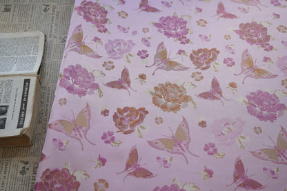 Butterfly Jacquard Fabric: Pink & Purple Designer Upholstery - 65"W