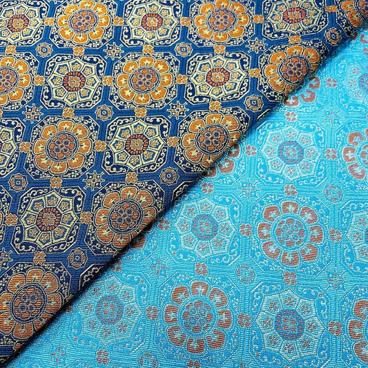 Floral Chinese Silk Brocade Fabric: 59"W Sewing Material