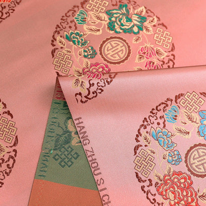 Teal Chinese Silk Brocade Fabric: Floral Upholstery, Costume Sewing (By The Meter)