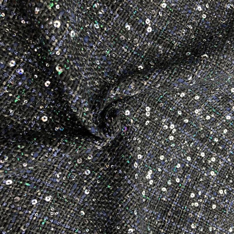 Sequin Tweed Fabric: Coarse Woven Sparkle Material - 59"W