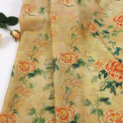 Breathable Light Green Landscape Shimmer Brocade Jacquard Fabric, 59" Wide, 3 patterns