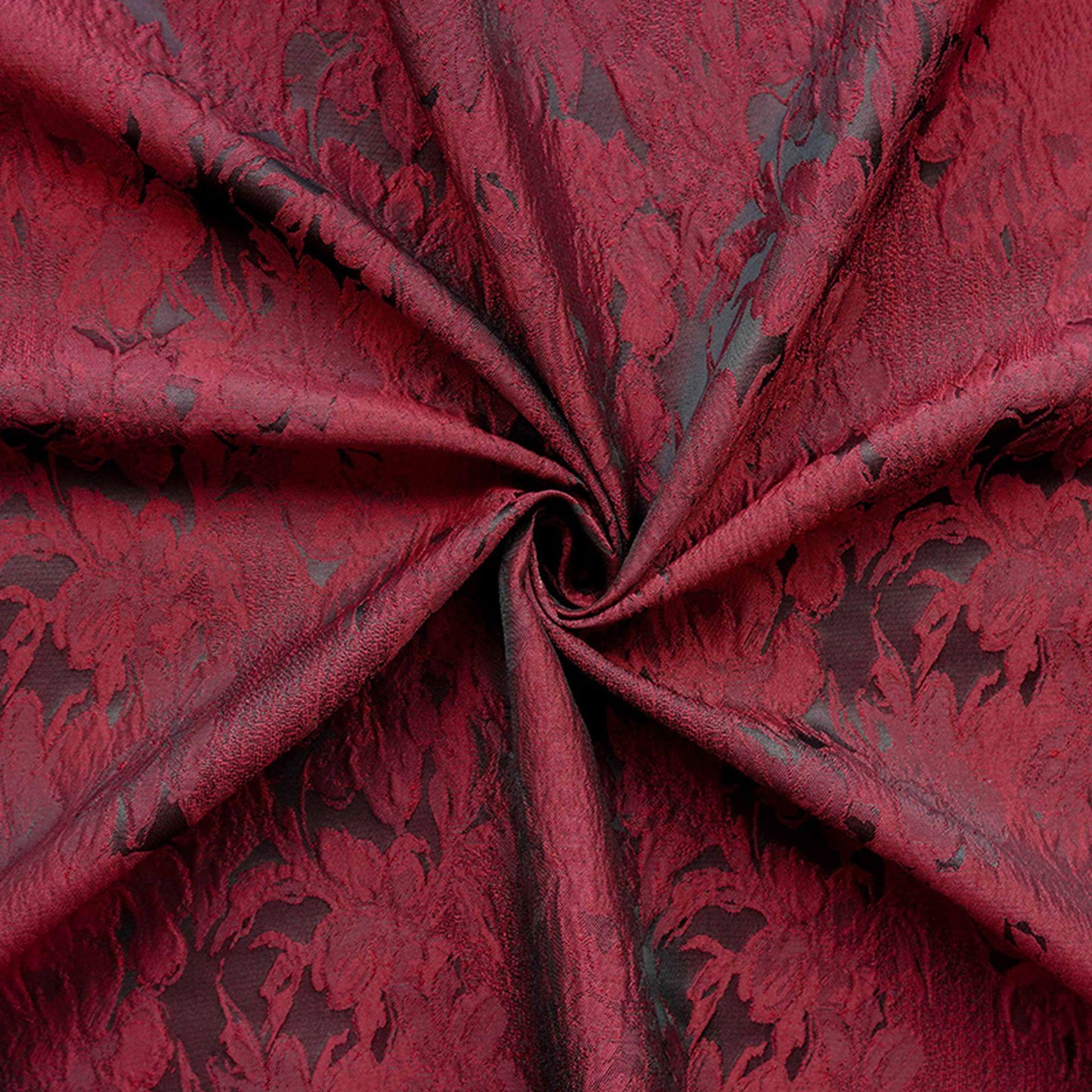 Luxurious Vintage Dark Red 3D Floral Woven Jacquard Fabric, 58"Wide